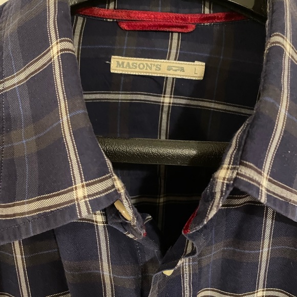 Mason’s - Made in Italy - Men’s button down in navy plaid. - Picture 2 of 4